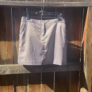 Izod Perform X stretch Skort skirt houndstooth golf tennis tan 6 FIRM on PRICE